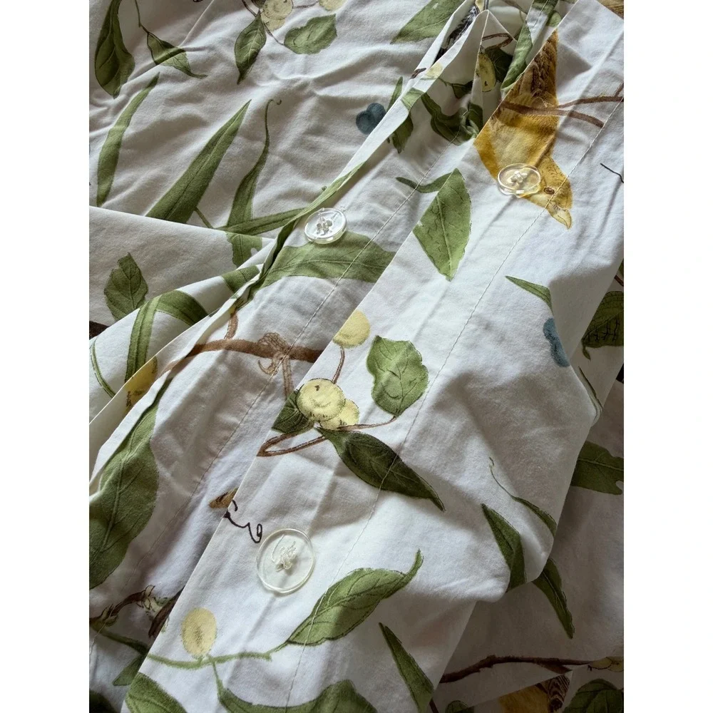 Rare Pottery Barn Vintage Bird Duvet Cover Twin White Ceasarea Sparrow Botanical
